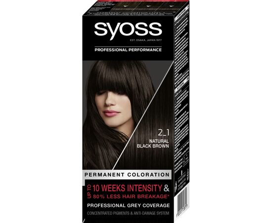 Краска для волос Syoss 2-1 Насыщенный Черно-Каштановый 115 мл (9000101713879)
