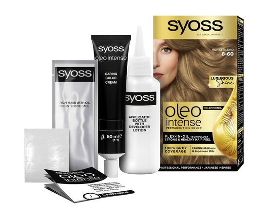 Краска для волос Syoss Oleo Intense 8-60 Медовый Блонд 115 мл (9000101086652), изображение 3 Краска для волос Syoss Oleo Intense 8-60 Медовый Блонд 115 мл (9000101086652), изображение 3