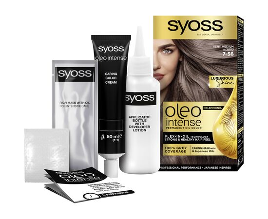 Краска для волос Syoss Oleo Intense 7-56 Холодный Русый 115 мл (9000101706086), изображение 3 Краска для волос Syoss Oleo Intense 7-56 Холодный Русый 115 мл (9000101706086), изображение 3