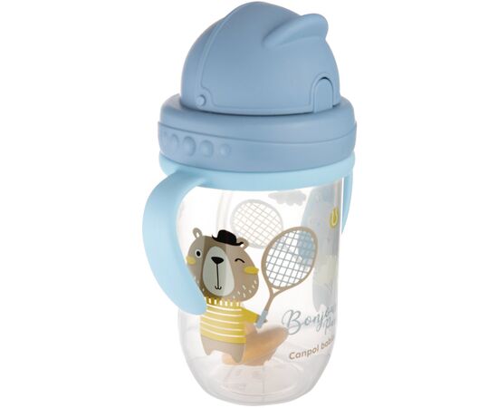 Поильник-непроливайка Canpol babies Bonjour Paris с трубочкой и утяжелителем 270 мл Синяя (56/607_blu), изображение 3 Поильник-непроливайка Canpol babies Bonjour Paris с трубочкой и утяжелителем 270 мл Синяя (56/607_blu), изображение 3