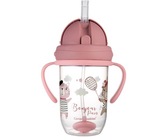 Поильник-непроливайка Canpol babies Bonjour Paris с трубочкой и утяжелителем 270 мл Красная (56/607_red), изображение 2 Поильник-непроливайка Canpol babies Bonjour Paris с трубочкой и утяжелителем 270 мл Красная (56/607_red), изображение 2