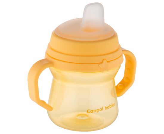 Поильник-непроливайка Canpol babies с силиконовым носиком FirstCup 150 мл Желтая (56/614_yel), изображение 2 Поильник-непроливайка Canpol babies с силиконовым носиком FirstCup 150 мл Желтая (56/614_yel), изображение 2
