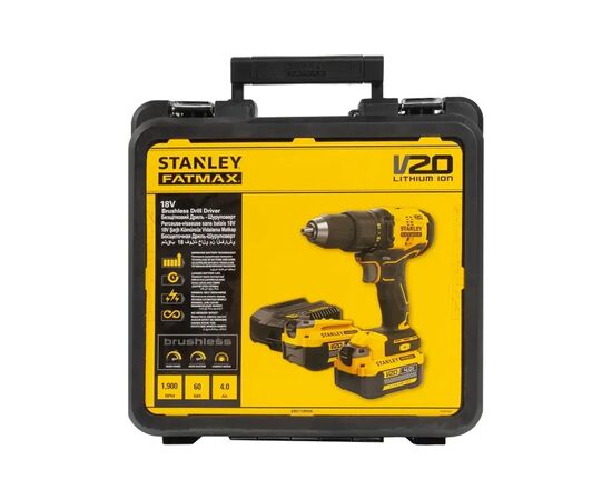 Шуруповерт Stanley FatMax, Li-lon 18V, 2x4Ah, 60 Нм, 0-600/1900 об/мин, 3.3 кг, кейс (SBD710M2K), изображение 6 Шуруповерт Stanley FatMax, Li-lon 18V, 2x4Ah, 60 Нм, 0-600/1900 об/мин, 3.3 кг, кейс (SBD710M2K), изображение 6