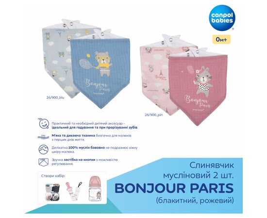 Слюнявчик Canpol babies Bonjour Paris 2 шт Голубой (26/900_blu), изображение 6 Слюнявчик Canpol babies Bonjour Paris 2 шт Голубой (26/900_blu), изображение 6