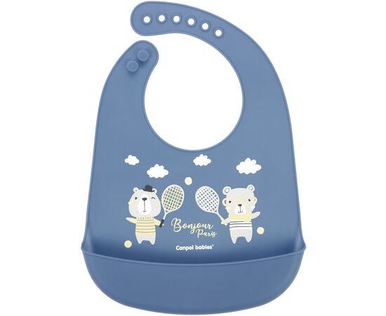 Слинявчик Canpol babies Bonjour Paris силіконовий з кишенькою синій (74/027_blu)