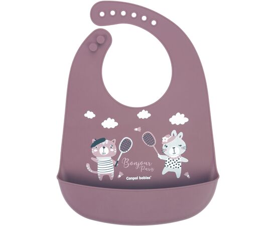 Слинявчик Canpol babies Bonjour Paris силіконовий з кишенькою червоний (74/027_red)