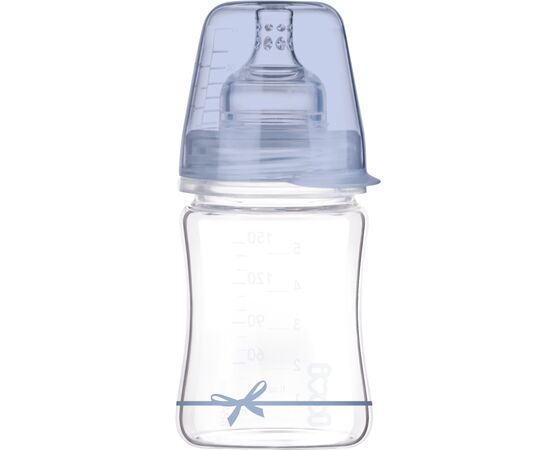 Пляшечка для годування Lovi Diamond Glass Baby Shower скляна 150 мл Блакитна (74/104boy)