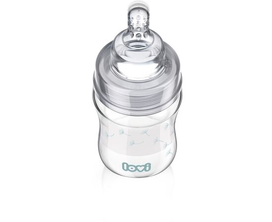 Бутылочка для кормления Lovi Diamond Glass Botanic стеклянная 150 мл Светло-синяя (74/105), изображение 2 Бутылочка для кормления Lovi Diamond Glass Botanic стеклянная 150 мл Светло-синяя (74/105), изображение 2