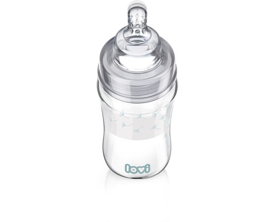 Бутылочка для кормления Lovi Diamond Glass Botanic стеклянная 250 мл Светло-синяя (74/205), изображение 2