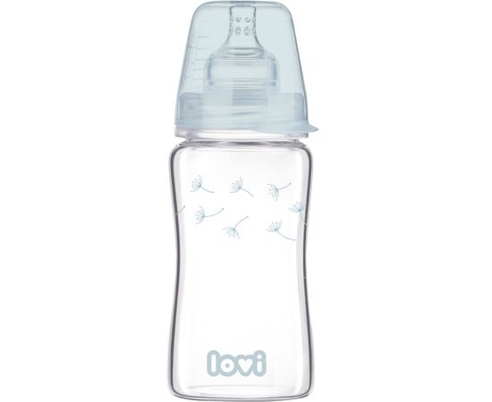 Пляшечка для годування Lovi Diamond Glass Botanic скляна 250 мл Світло-синя (74/205)