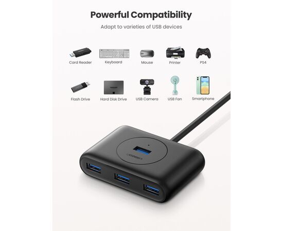 Концентратор Ugreen CR113 4-port 0.5m USB3.0 active (20290), изображение 2 Концентратор Ugreen CR113 4-port 0.5m USB3.0 active (20290), изображение 2