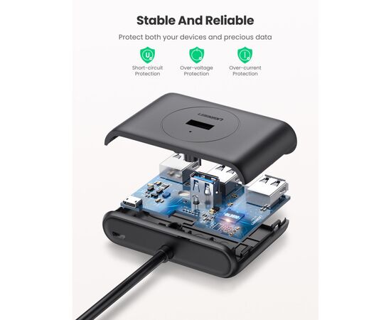 Концентратор Ugreen CR113 4-port 0.5m USB3.0 active (20290), изображение 3 Концентратор Ugreen CR113 4-port 0.5m USB3.0 active (20290), изображение 3