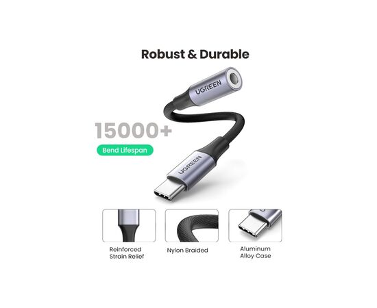 Переходник USB-C to 3.5mm M/F 0.10m AV161 Ugreen (80154), изображение 4 Переходник USB-C to 3.5mm M/F 0.10m AV161 Ugreen (80154), изображение 4