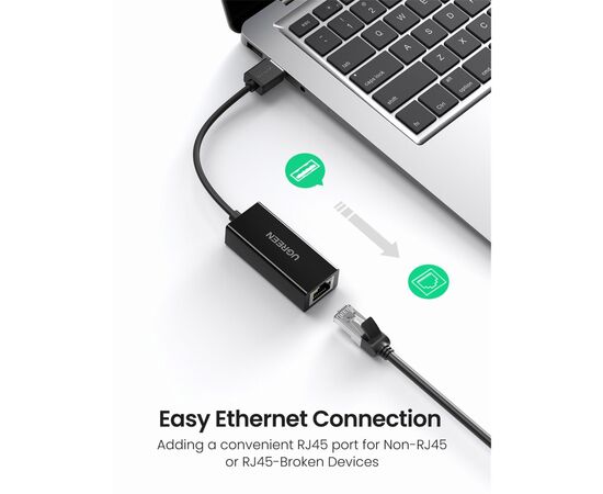 Переходник USB 2.0 to Ethernet RJ45 10/100 Mb CR110 Ugreen (20254), изображение 4 Переходник USB 2.0 to Ethernet RJ45 10/100 Mb CR110 Ugreen (20254), изображение 4