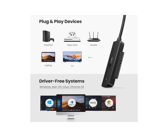 Переходник USB 3.0 Type-А to SATA III (F) CM321 Ugreen (70609), изображение 4 Переходник USB 3.0 Type-А to SATA III (F) CM321 Ugreen (70609), изображение 4