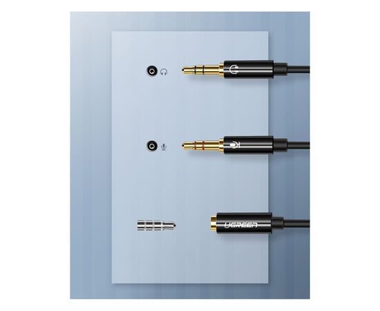 Переходник Jack 3.5mm F 4pin to 2xJack 3.5mm M (Audio+MIC) AV140 Ugreen (20898), изображение 3