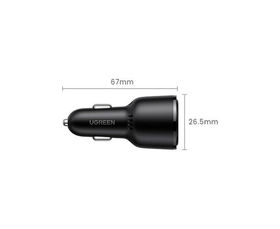Зарядное устройство Ugreen 2xUSB-C PD+USB-A QC 69W Fast Car Charger Black (CD239) (20467), изображение 2 Зарядное устройство Ugreen 2xUSB-C PD+USB-A QC 69W Fast Car Charger Black (CD239) (20467), изображение 2