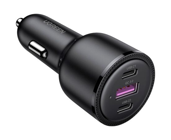 Зарядний пристрій Ugreen 2xUSB-C PD+USB-A QC 69W Fast Car Charger Black (CD239) (20467)