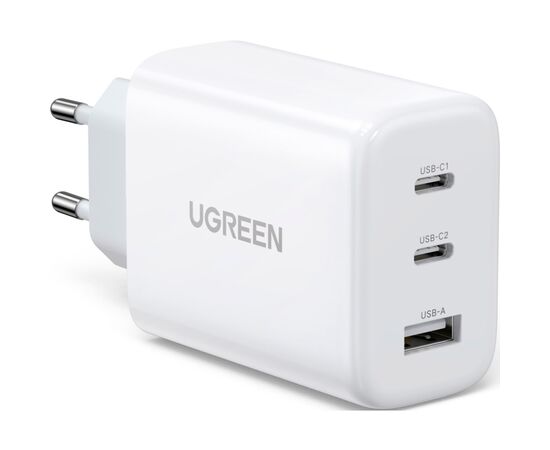 Зарядний пристрій Ugreen 3xUSB 65W (2xType-C+USB QC3.0) Fast Charger White CD275 (90496)