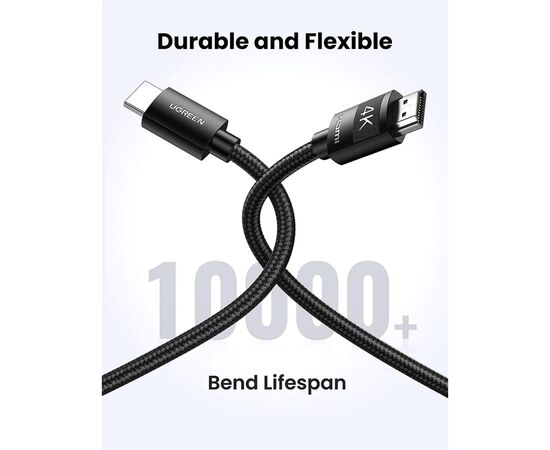 Кабель мультимедийный HDMI to HDMI 1.0m V2.0 Cafule 4K HD119 Ugreen (30999), изображение 2 Кабель мультимедийный HDMI to HDMI 1.0m V2.0 Cafule 4K HD119 Ugreen (30999), изображение 2