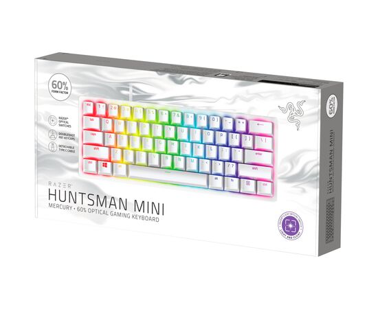 Клавиатура Razer Huntsman mini Mercury Red Switch USB RU White (RZ03-03392200-R3R1), изображение 6 Клавиатура Razer Huntsman mini Mercury Red Switch USB RU White (RZ03-03392200-R3R1), изображение 6