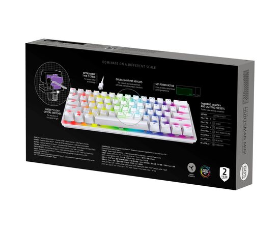 Клавиатура Razer Huntsman mini Mercury Red Switch USB RU White (RZ03-03392200-R3R1), изображение 7 Клавиатура Razer Huntsman mini Mercury Red Switch USB RU White (RZ03-03392200-R3R1), изображение 7