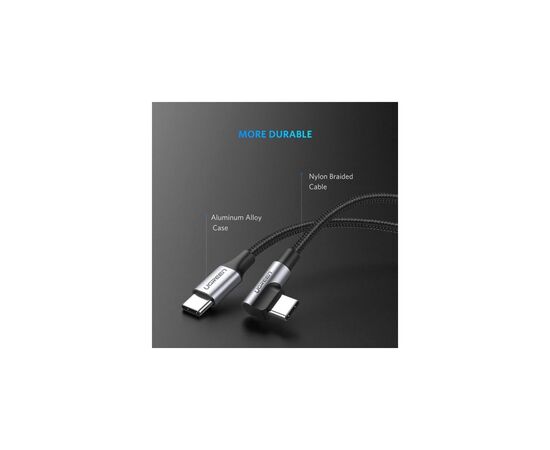 Дата кабель USB 2.0Type-C to Type-C 2.0m 60W US255 Black Gray Ugreen (50125), изображение 5 Дата кабель USB 2.0Type-C to Type-C 2.0m 60W US255 Black Gray Ugreen (50125), изображение 5
