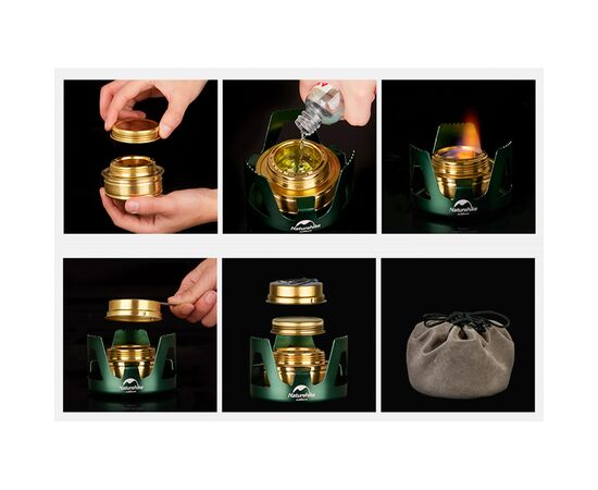 Пальник Naturehike NH Alcohol Burner steel NH18L001-T Green (6927595725696), зображення 3 Пальник Naturehike NH Alcohol Burner steel NH18L001-T Green (6927595725696), зображення 3
