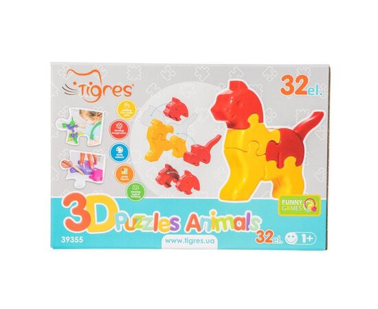 Розвиваюча іграшка Tigres 3D пазли Тваринки - 4 шт, 32 елемента (39355), зображення 2 Розвиваюча іграшка Tigres 3D пазли Тваринки - 4 шт, 32 елемента (39355), зображення 2