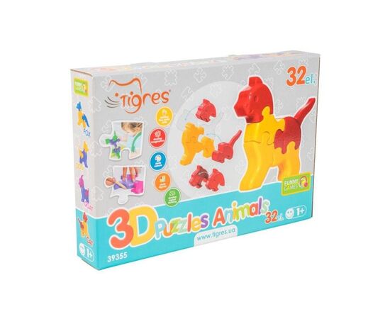 Розвиваюча іграшка Tigres 3D пазли Тваринки - 4 шт, 32 елемента (39355), зображення 3 Розвиваюча іграшка Tigres 3D пазли Тваринки - 4 шт, 32 елемента (39355), зображення 3