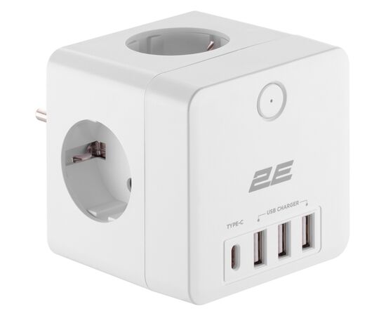 Сетевой фильтр питания 2E 3*USB-A, 1*USB-C, white (2E-AD431WH), изображение 3 Сетевой фильтр питания 2E 3*USB-A, 1*USB-C, white (2E-AD431WH), изображение 3