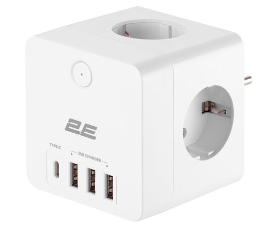 Мережевий фільтр живлення 2E 3*USB-A, 1*USB-C, white (2E-AD431WH)