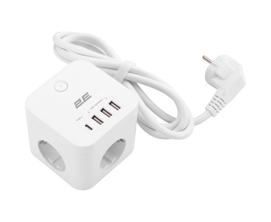 Мережевий фільтр живлення 2E 3*USB-A, 1*USB-C, 1.5м, white (2E-ADC331WH)