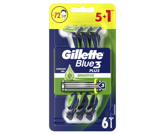 Бритва Gillette Blue 3 Plus Sensitive 6 шт. (7702018490134), изображение 2 Бритва Gillette Blue 3 Plus Sensitive 6 шт. (7702018490134), изображение 2