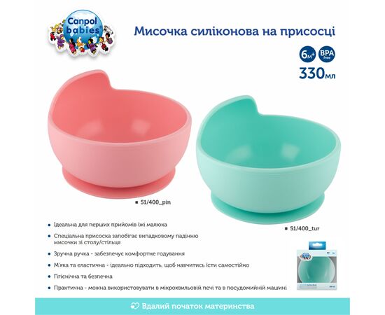 Тарілка дитяча Canpol babies силіконова на присосці - бірюзова (51/400_tur), зображення 9