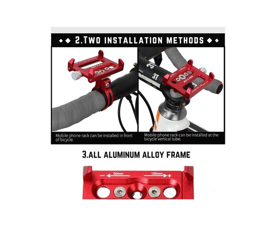 Держатель для смартфонов Velotrade 3,5-6,2" AL GUB G-86 Red (HFS-009), изображение 2 Держатель для смартфонов Velotrade 3,5-6,2" AL GUB G-86 Red (HFS-009), изображение 2