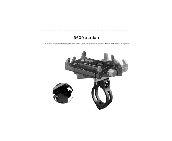 Держатель для смартфонов Velotrade 3,5-6,2" AL GUB PLUS 8 Black (HFS-010), изображение 2 Держатель для смартфонов Velotrade 3,5-6,2" AL GUB PLUS 8 Black (HFS-010), изображение 2