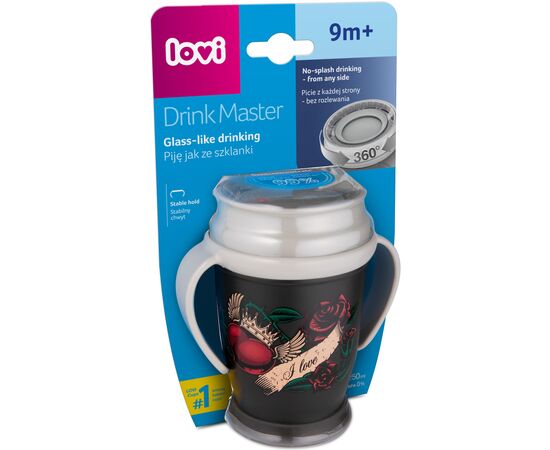 Поильник-непроливайка Lovi 360 Drink Master I Love 250 мл (1/607new), изображение 2 Поильник-непроливайка Lovi 360 Drink Master I Love 250 мл (1/607new), изображение 2