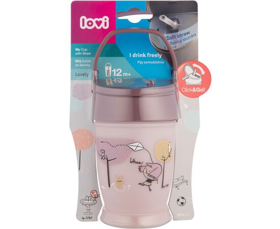 Поїльник-непроливайка Lovi Lovely Girl із силіконовою трубочкою 250 мл (35/354girl), зображення 4 Поїльник-непроливайка Lovi Lovely Girl із силіконовою трубочкою 250 мл (35/354girl), зображення 4