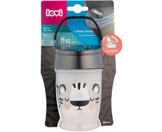 Поїльник-непроливайка Lovi Salt & Pepper із силіконовою трубочкою 250 мл (35/356), зображення 3