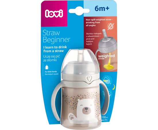 Поильник-непроливайка Lovi Buddy Bear с трубочкой и утяжелителем 150 мл (35/360), изображение 4 Поильник-непроливайка Lovi Buddy Bear с трубочкой и утяжелителем 150 мл (35/360), изображение 4