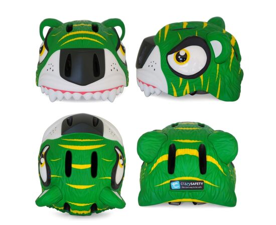 Шлем Velotrade Crazy Safety "Зелений Тигр" (HEAD-063), изображение 2 Шлем Velotrade Crazy Safety "Зелений Тигр" (HEAD-063), изображение 2