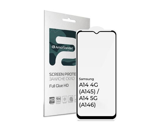 Стекло защитное Armorstandart Full Glue HD Samsung A14 4G (A145) / A14 5G (A146) Black (ARM66198)