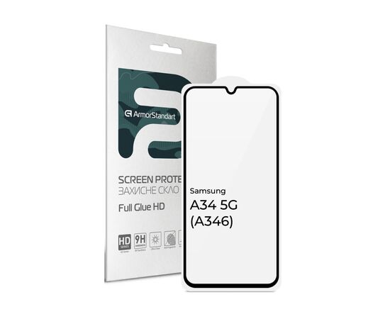 Стекло защитное Armorstandart Full Glue HD Samsung A34 5G (A346) Black (ARM66199)
