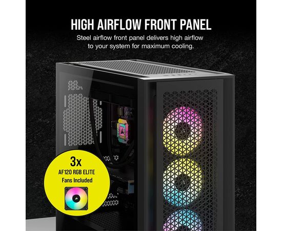 Корпус Corsair iCUE 5000D RGB AirFlow Tempered Glass Black (CC-9011242-WW), изображение 6 Корпус Corsair iCUE 5000D RGB AirFlow Tempered Glass Black (CC-9011242-WW), изображение 6