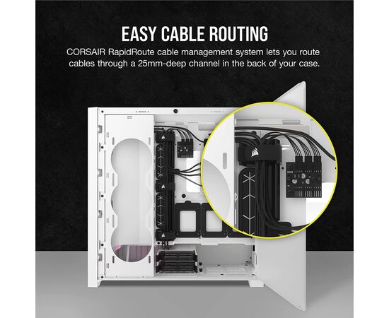 Корпус Corsair iCUE 5000D RGB AirFlow Tempered Glass White (CC-9011243-WW), изображение 3 Корпус Corsair iCUE 5000D RGB AirFlow Tempered Glass White (CC-9011243-WW), изображение 3