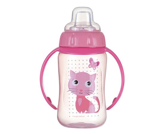 Поїльник-непроливайка Canpol babies Cute Animals Котик з м'яким носиком і ручками 320 мл (56/512_pin)