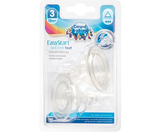 Соска Canpol babies EasyStart швидка до пляшечок з широким отвором 2 шт (21/732), зображення 2 Соска Canpol babies EasyStart швидка до пляшечок з широким отвором 2 шт (21/732), зображення 2