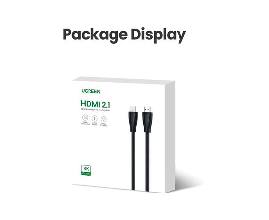 Кабель мультимедийный HDMI to HDMI 1.0m V2.1 HD140 Ugreen (80401), изображение 5 Кабель мультимедийный HDMI to HDMI 1.0m V2.1 HD140 Ugreen (80401), изображение 5
