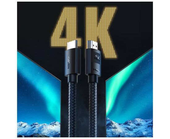 Кабель мультимедийный HDMI to HDMI 5.0m V2.0 HD119 Cafule Ugreen (40103), изображение 2 Кабель мультимедийный HDMI to HDMI 5.0m V2.0 HD119 Cafule Ugreen (40103), изображение 2